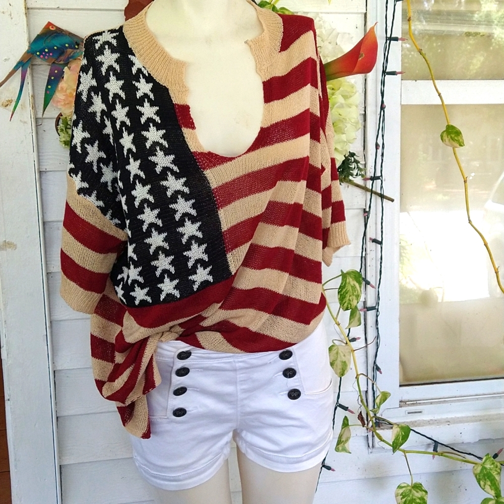American flag lightweight Jersey oversized